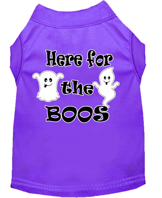 Here for the Boos Screen Print Dog Shirt Purple Med